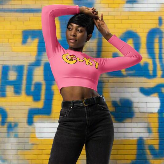 Long-sleeve crop top-Pink