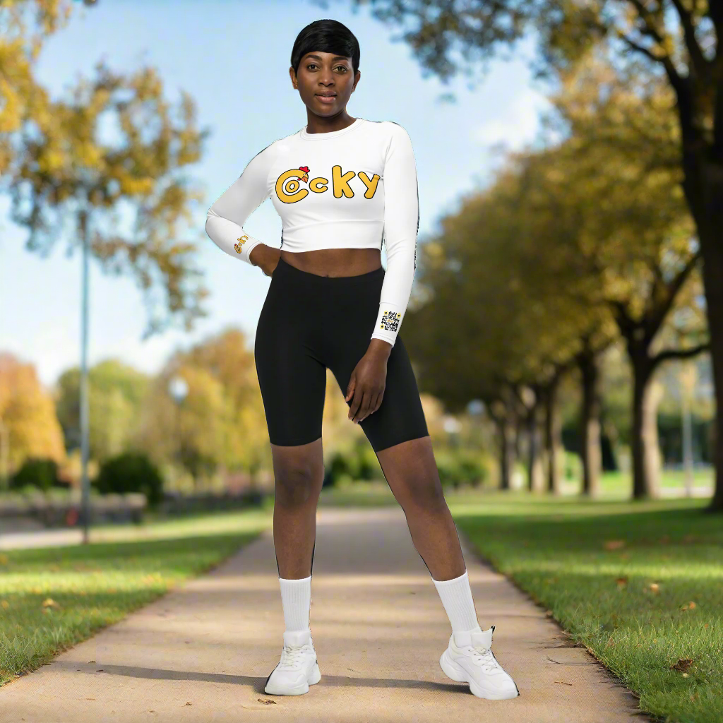 Long-sleeve crop top-White