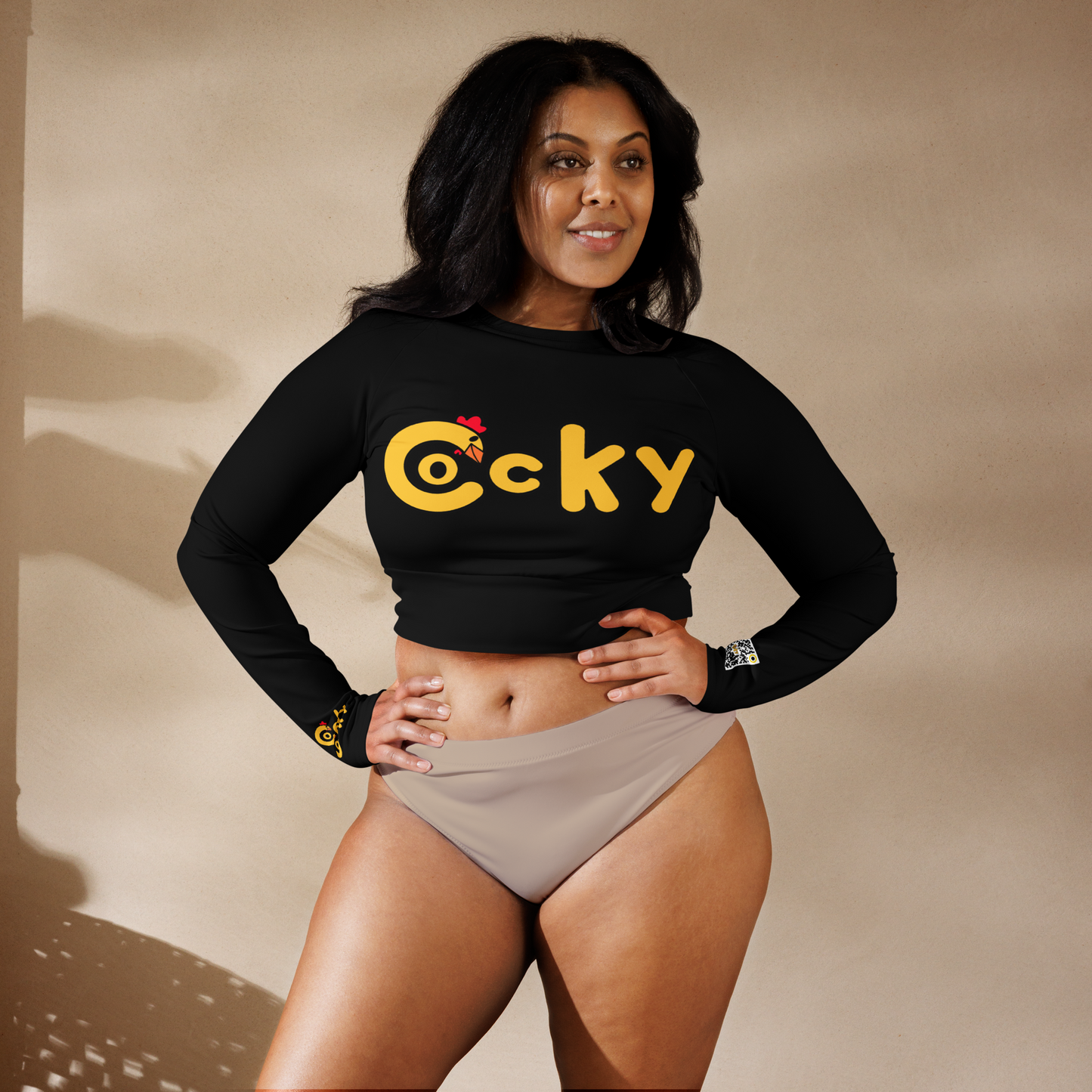 Long-sleeve crop top-Black