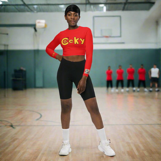 Long-sleeve crop top-Red