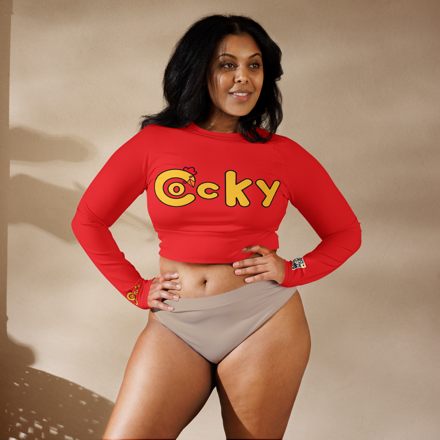 Long-sleeve crop top-Red