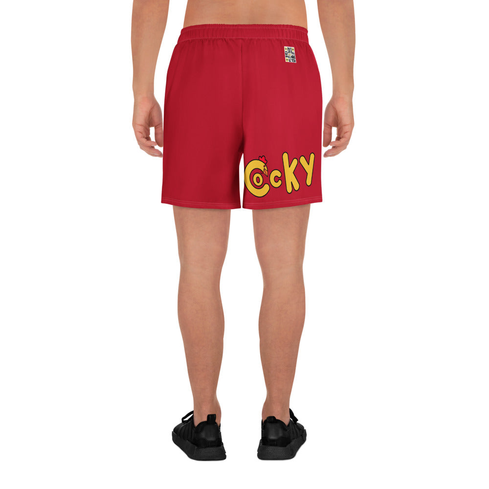 Men's Athletic Long Shorts-Red